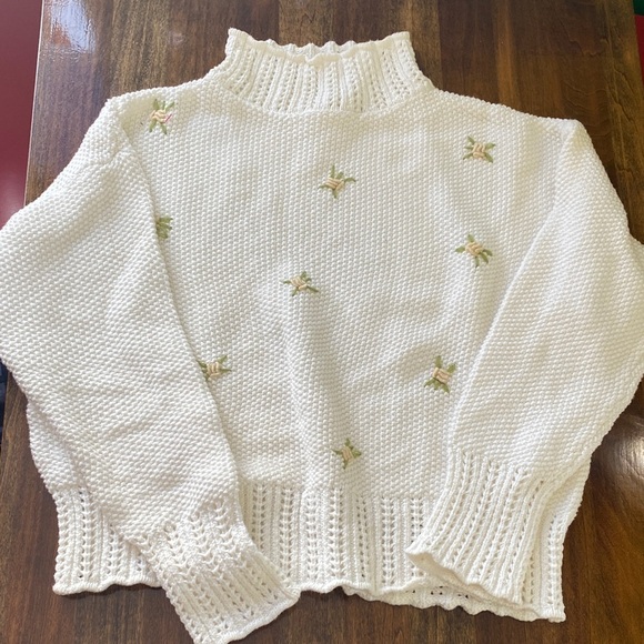 Find Me Now Sweaters - Find Me Now Cream Embroidered Mock Neck Women’s Sweater